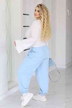 Жіночі широкі штани джогери "Flavio" Норма та батал Блакитний, 46-48 Київ