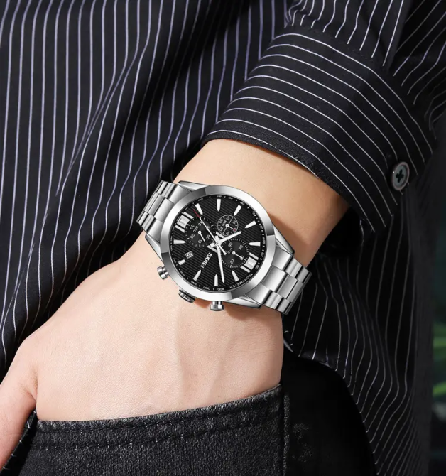 Мужские часы на стальном браслете Skmei 9302 (Серебристые) Винница - изображение 6