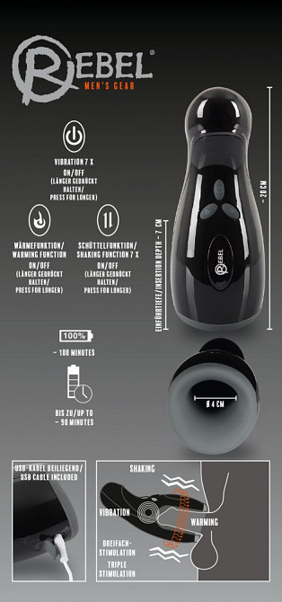 Мастурбатор - Rebel Masturbator with 3 function Sex Aura Киев - изображение 3
