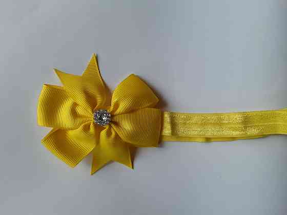 Дитяча пов'язка жовта - окружність 36-58см, бант 8см Київ