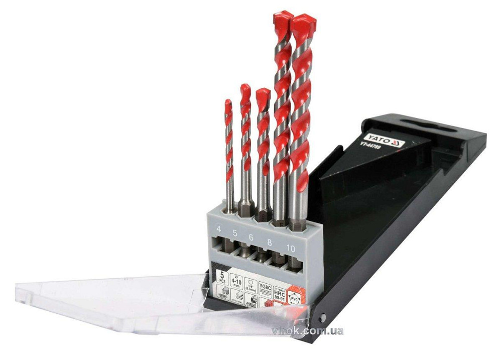 Набір свердл універсальних YATO: YG6X, Ø= 4-10 мм, HEX-1/4", 5 шт [25] Одеса - фото 1