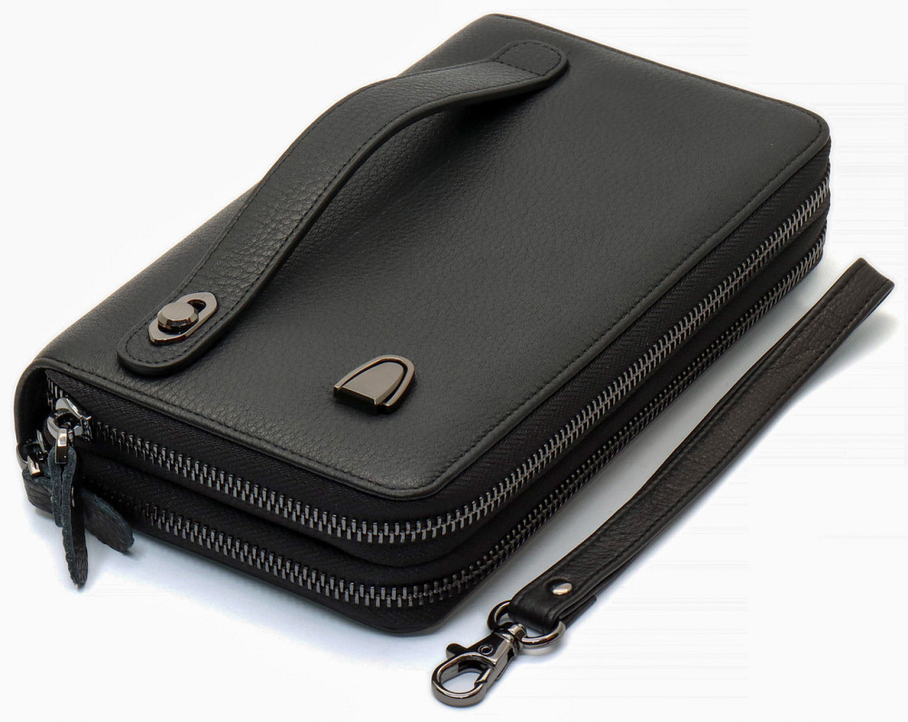 Черный кошелек-клатч на две молнии из натуральной кожи Marco Coverna B-5902B-1Q Киев - изображение 4