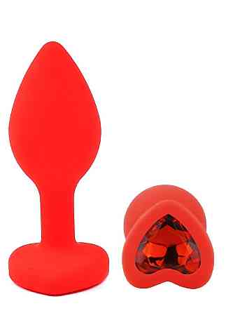 Силіконова анальна пробка EGZO - Silicone Red Heart Plug Red, size S Sex Aura Київ