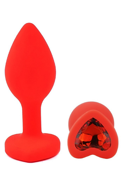 Силіконова анальна пробка EGZO - Silicone Red Heart Plug Red, size S Sex Aura Київ - фото 2