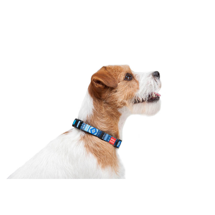 Нашийник для собак нейлоновий WAUDOG Nylon з QR-паспортом, малюнок "Етно синій", пластиковий фастекс, Ш 15 мм Вінниця - фото 5