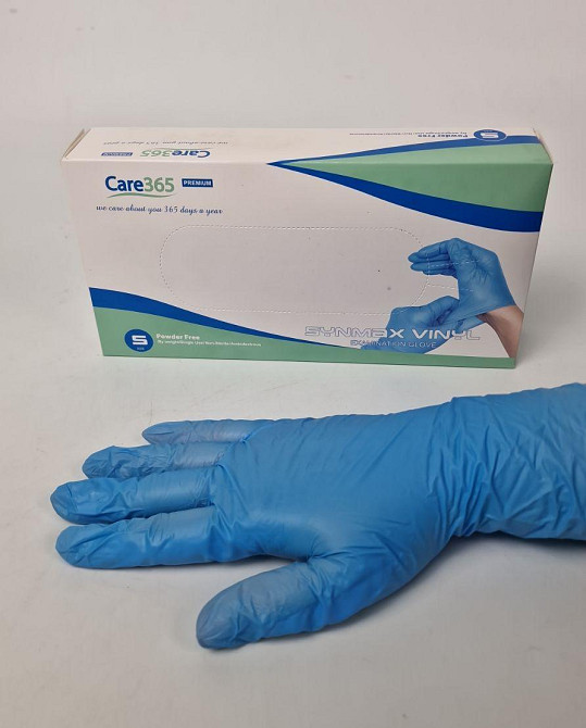 Рукавиці Вініл блакитний (100 шт.) розмір S "CARE 365" (1 пачка) Харків - фото 4