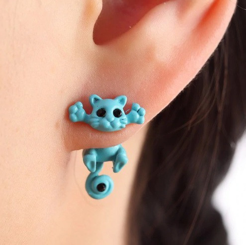 Серьги с котами 2 см голубой Киев - изображение 3