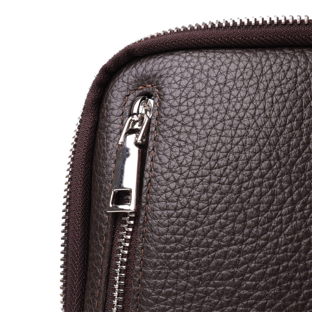 Прямоугольная сумка бананка из зернистой натуральной кожи GRANDE PELLE 22878 Коричневая Киев - изображение 6