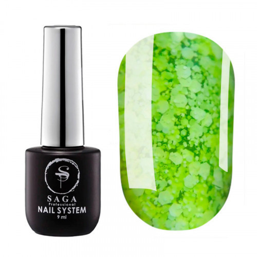 Гель-лак SAGA Marmelade №1 летняя коллекция оттенков мармелада (зелено-желтый с хлопьями​) 9 мл. Киев - изображение 1