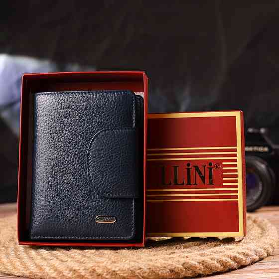 Интересный вертикальный кошелек из натуральной кожи CANPELLINI 21675 Синий Киев