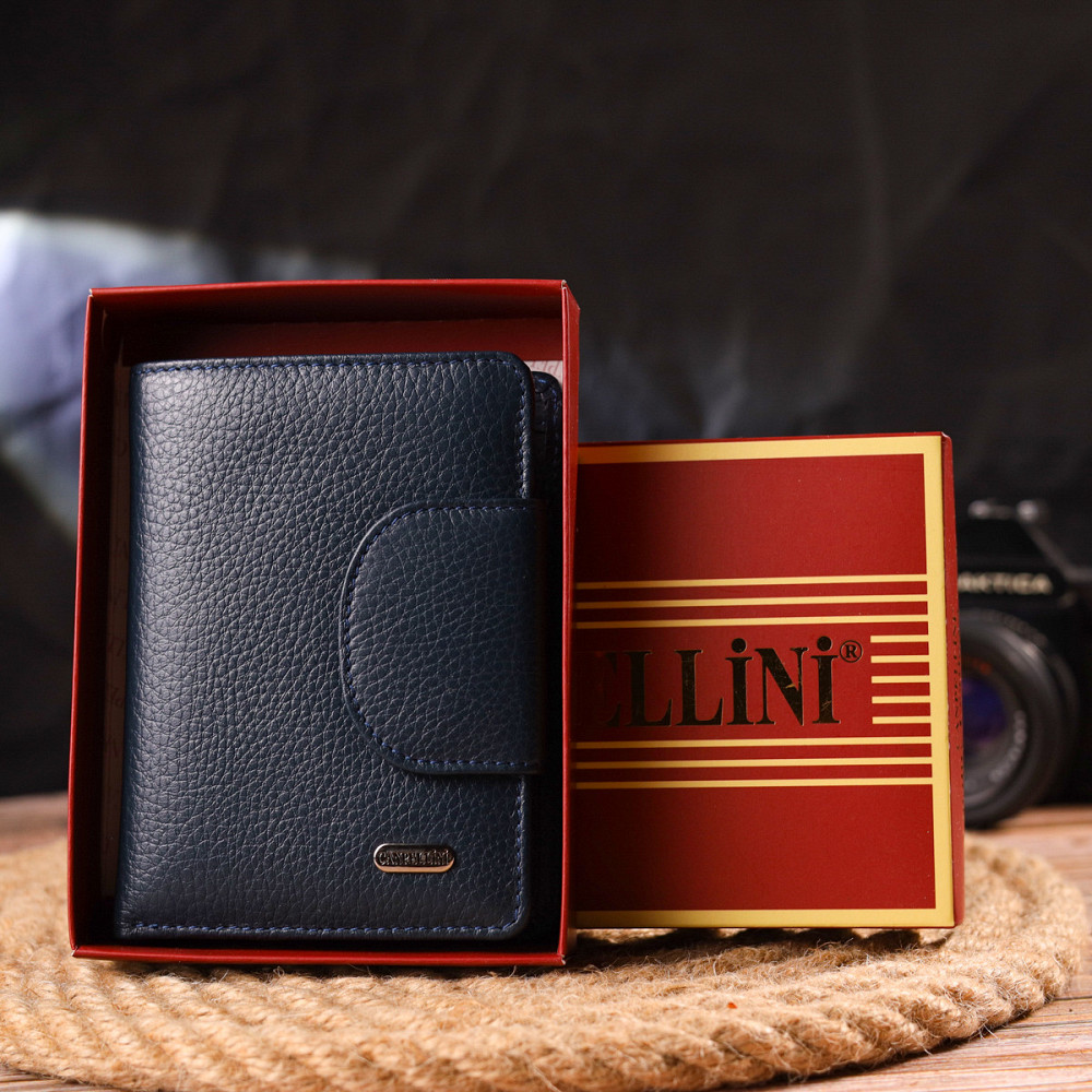 Цікавий вертикальний гаманець із натуральної шкіри CANPELLINI 21675 Синій Київ - фото 1