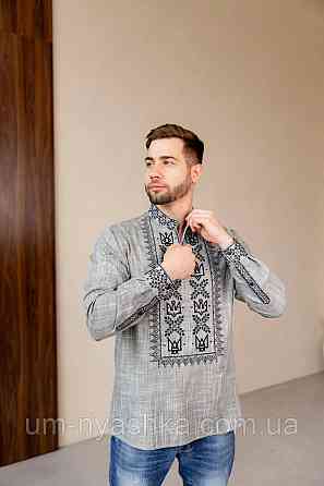 Чоловіча сорочка вишиванка сіра Династія р.S-XXL Кривий Ріг