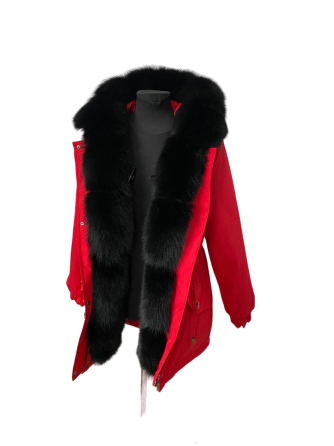 Парка женская с мехом песца Красный 48 95см Харьков