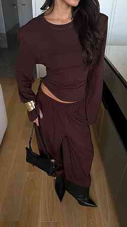 Стильний жіночий повсякденний костюм двойка турецька віскоза Шоколад, 46/48 Одеса