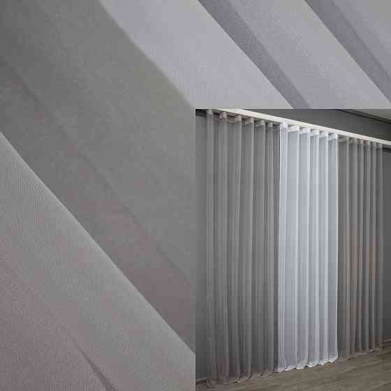 Декоративная гардина VR-Textil № 002дк шифон серый с белым 600х250 (11-0056) Киев