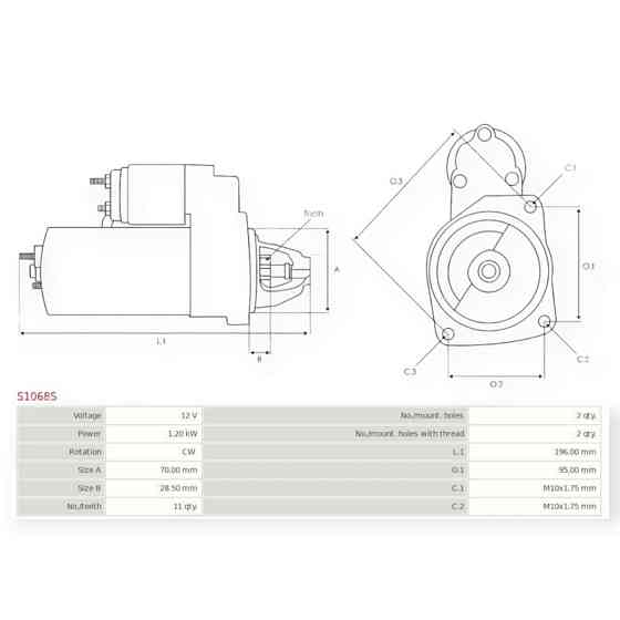 Стартер Santa Fe II, III, Kia Sorento II 2.4 (2009-) (12В, 1.2кВт, 11 зуб) Хюндай Мукачево