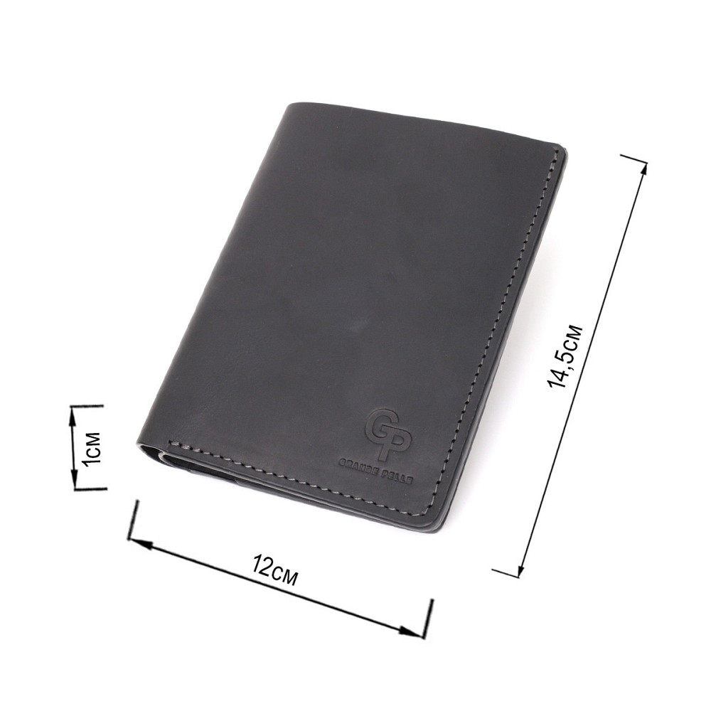 Добротне шкіряне портмоне з утримувачем для Apple AirTag GRANDE PELLE 11623 Чорний Київ - фото 3