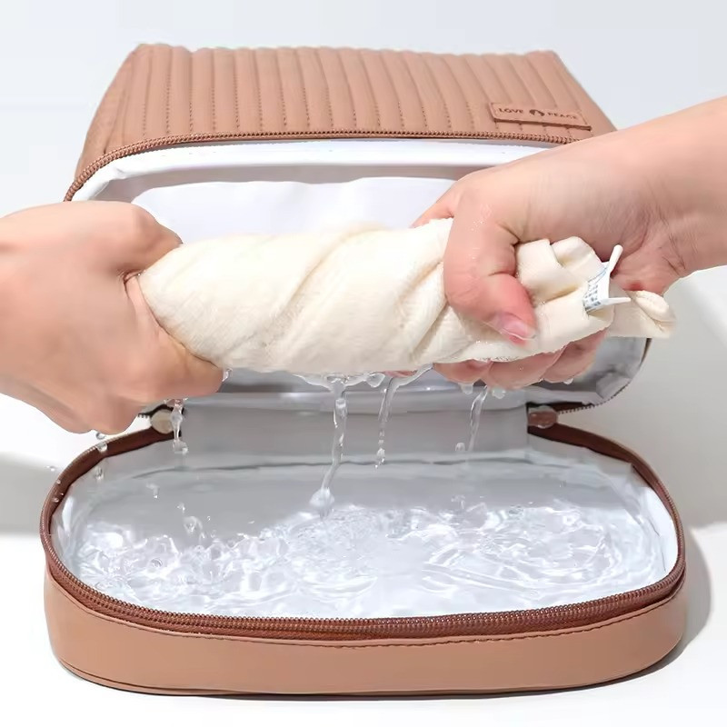 Косметичка для пренадлежностей из искусственной кожи для макияжа,коричневая Каменец-Подольский - изображение 3