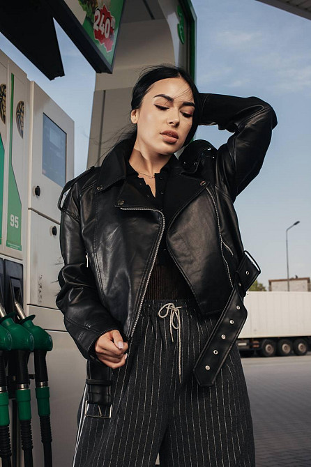 Куртка косуха женская весна/осень Черный S Харьков - изображение 5