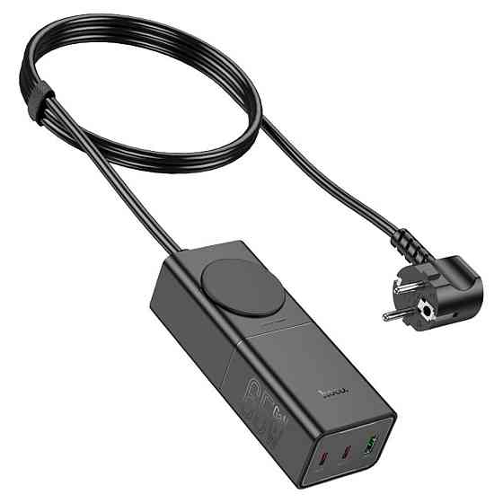 Мережевий зарядний пристрій Hoco NS4 Sharp PD65W(2C1A) desktop socket(EU/GER) Black (6942007617352) Київ