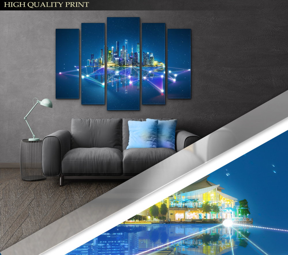 Модульная картина в гостиную / спальню Абстракция Город в лучах  Art-454_5 ( 80х118см ) Киев - изображение 3