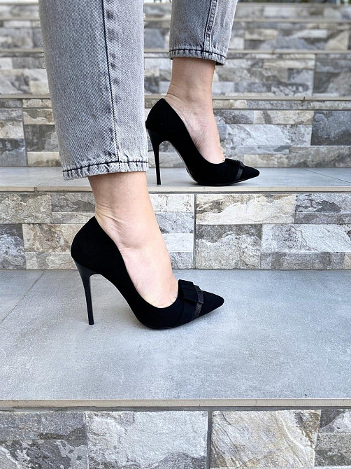 Comer Туфлі жіночі COMER чорні еко-замша каблук 10см 37р.-24см 39р.-25см (3344) Коломыя - изображение 5