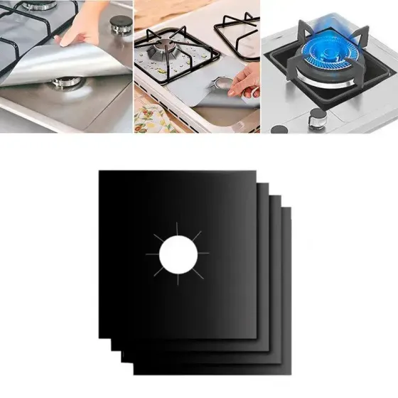 Комплект защитных тефлоновых накладок для газовой плиты из антипригарным покрытием Local House черный Коломия