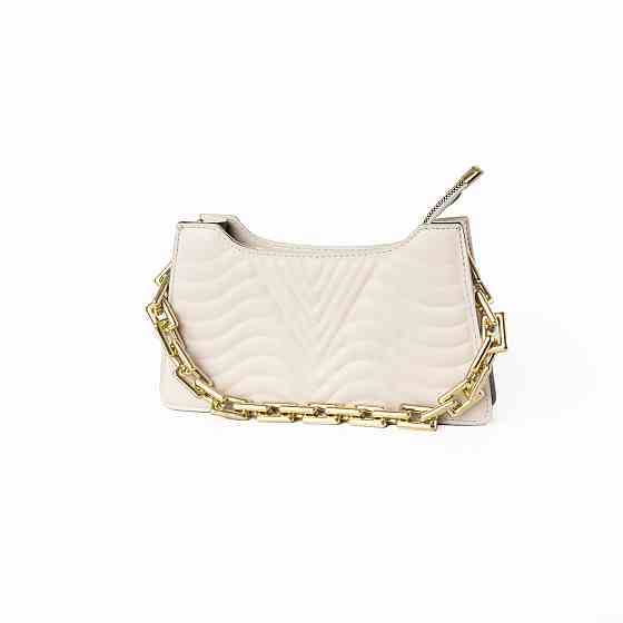 Сумка жіноча з ручкою ланцюжком золотого кольору, жіночий клатч, літня модна сумочка, Молочна Кам'янець-Подільський