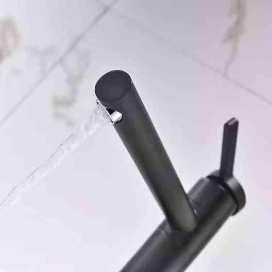 Змішувач для раковини, умивальника одноважільний з латуні, чорного кольору Кам'янець-Подільський