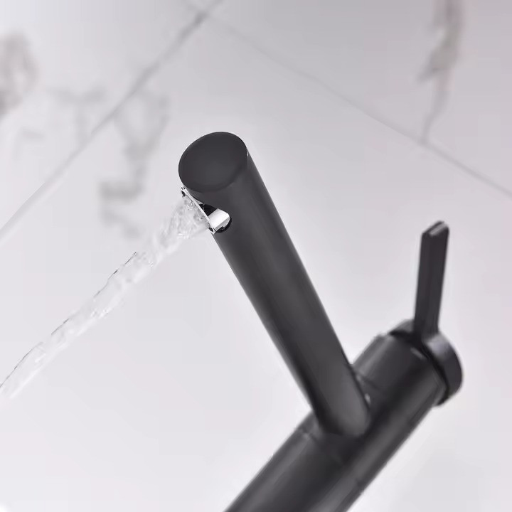 Змішувач для раковини, умивальника одноважільний з латуні, чорного кольору Кам'янець-Подільський - фото 4