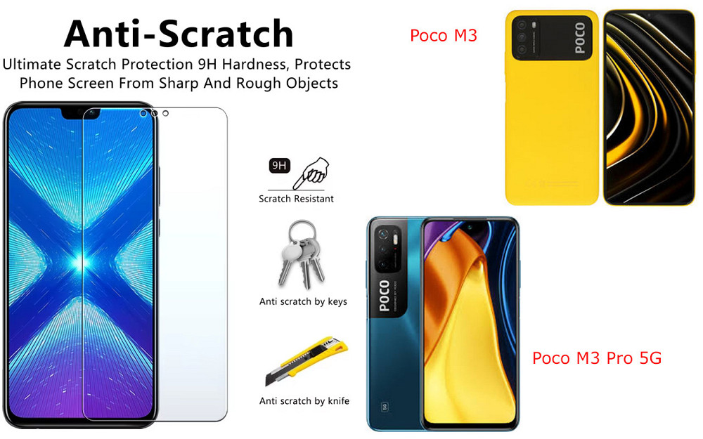 Защитное стекло NeoGlass для Poco M3, Poco M3 Pro 5G – ультрапрозрачное и устойчивое Киев - изображение 1