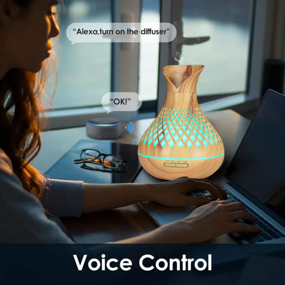Розумний Wi-Fi дифузор ефірних олій 500 мл, ароматизатор-зволожувач, Alexa, Google Home, RGB, таймер Київ
