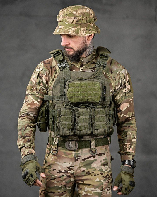 Плитоноска SINGLE SWORD олива 4 точки швидкого скидання Одеса - фото 2