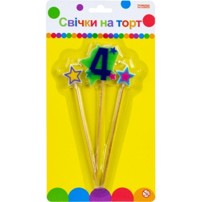 Свічка Maxi Stars "4" висотою 4,5 см, 3 шт. (MX620080-4) Вінниця - фото 1