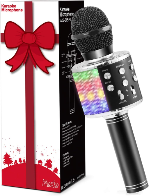 Бездротовий караоке-мікрофон Fede FM920506 Bluetooth, 5 Вт, RGB-підсвічування, зміна голосу, Echo, для дітей та дорослих Київ - фото 2