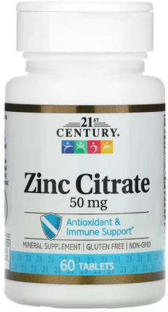 Цинк цитрат 21st Century Zinc Citrate 50 mg 60 таб Киев