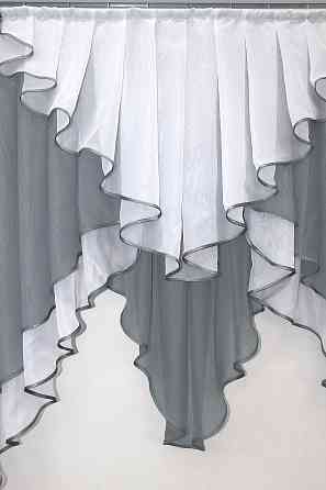 Кухонный ламбрекен VR-Textil № 022к графитовый с белым 150х150 см (52-0014) Киев