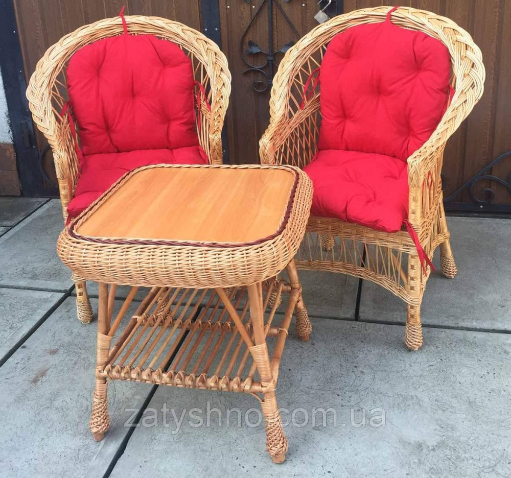Мебель плетеная с накидками | набор плетеной мебели с подушками | 2 кресла и стол плетеный Киев - изображение 8