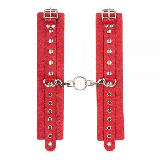 Наручники Leather Double Fix Hand Cuffs, Red Sex Aura Киев