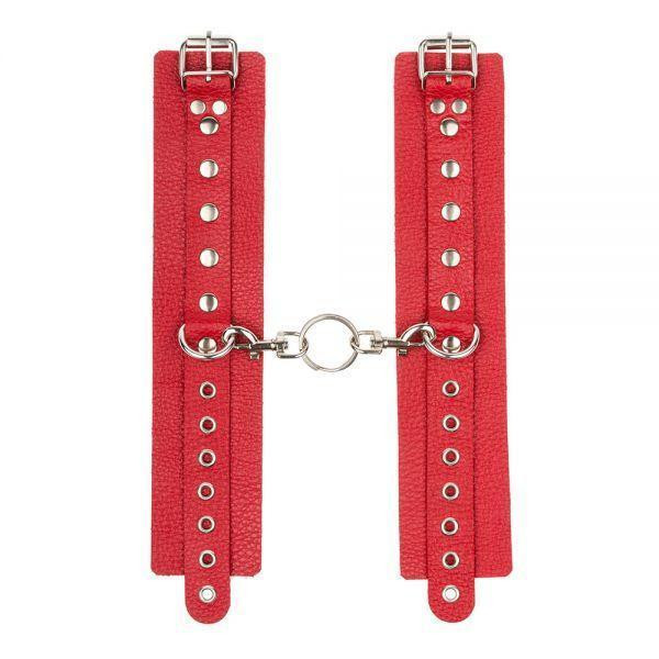 Наручники Leather Double Fix Hand Cuffs, Red Sex Aura Київ - фото 2