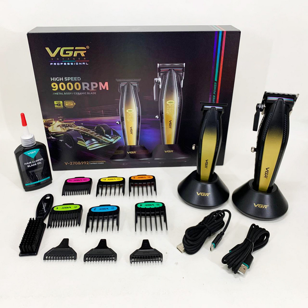 Профессиональная машинка для стрижки волос с насадками VGR V-270 V-992 GOLD, Електромашинка для стрижки YN-48 Львов - изображение 3