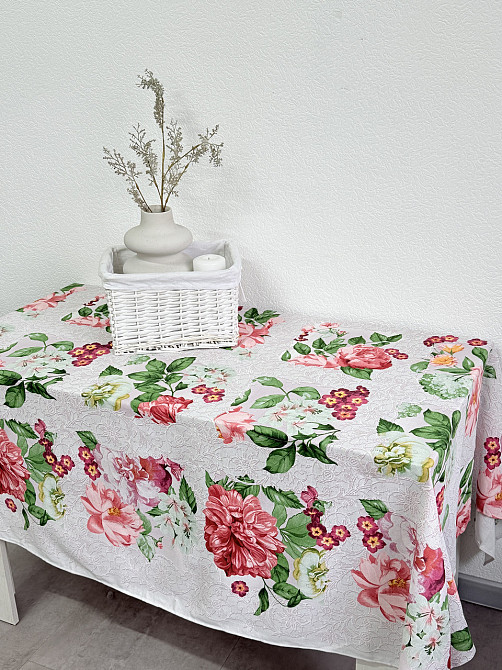 Ecotton Скатертина Ecotton 150х240 см бавовняна з рогожки рожева 29033/2 Літній букет Коломия - фото 7