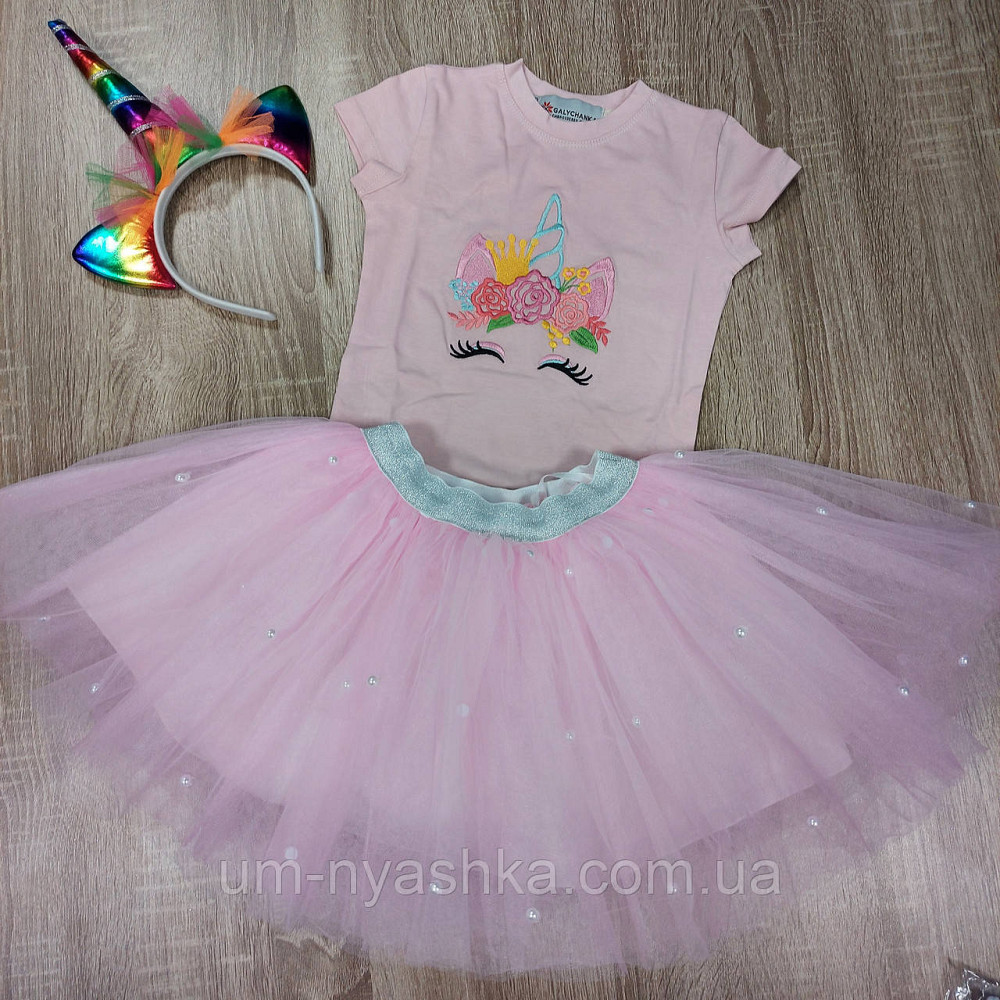 Дитяча біла футболка з єдинорогом вишивка Кривий Ріг - фото 2