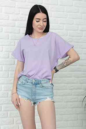 Літня блузка футболка вільного крою "Moment" оптом | Норма і батал 46-48, Лавандовий Київ