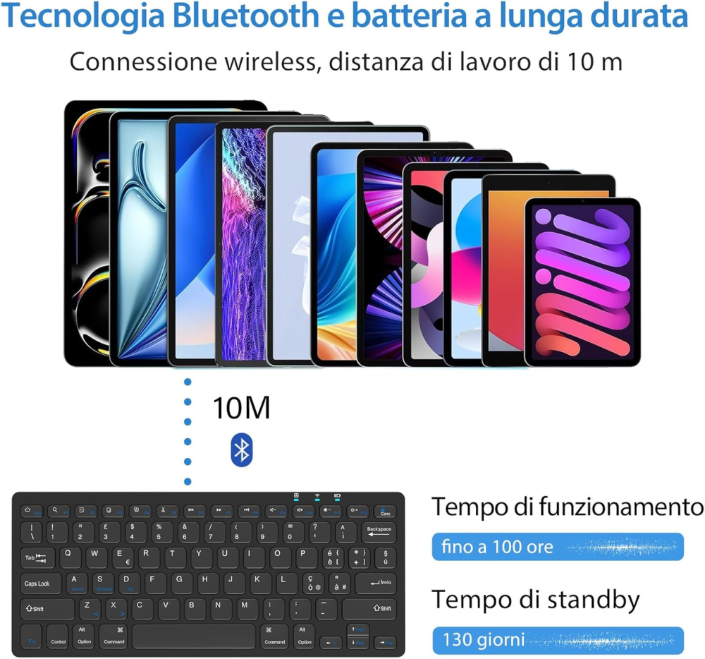 Беспроводная Bluetooth-клавиатура KBCASE для iPad, Samsung, Android, Windows, iOS, QWERTY, 10 м, тихая, черная Киев - изображение 4