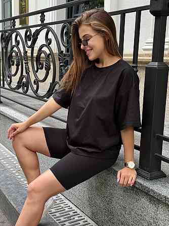 Футболка и велосипедки женские кулир Черный M/L Харьков