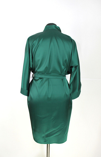 Халат женский шелковый под пояс длина 90см Зелёный M/L Харьков - изображение 7