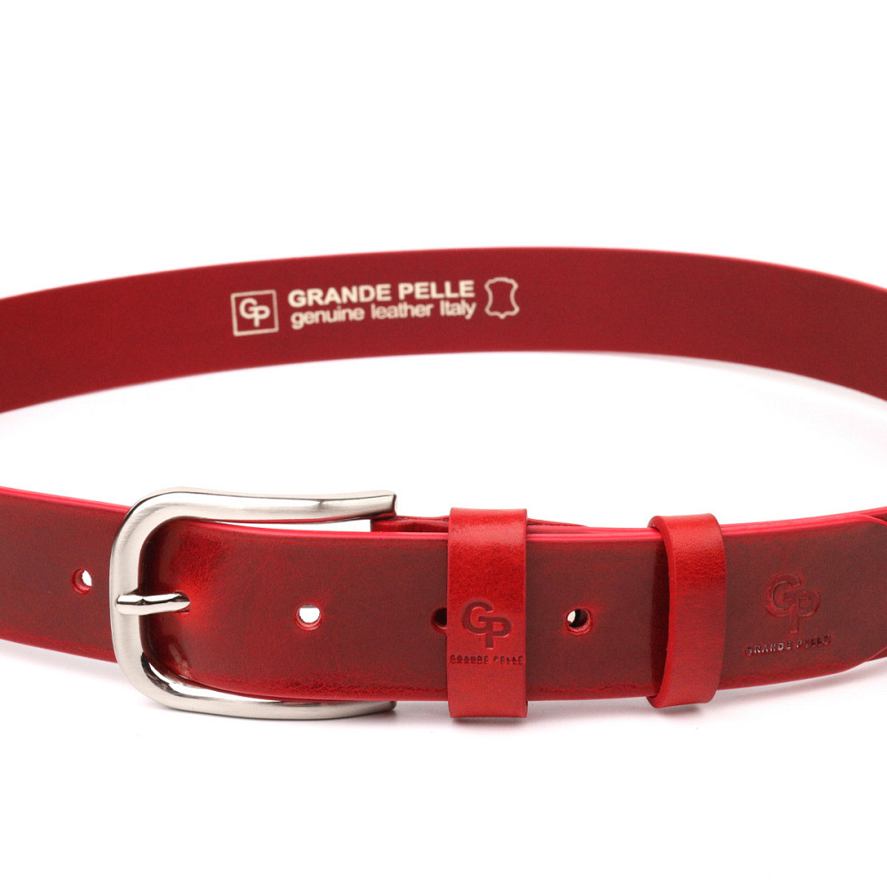 Яркий женский ремень из натуральной кожи Grande Pelle 21475 Красный Киев - изображение 9