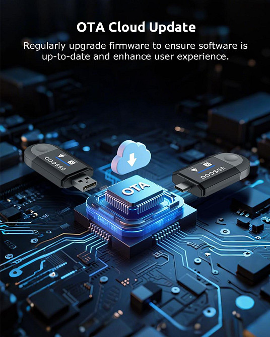 Бездротовий автомобільний адаптер CarPlay Android Auto ESSGOO 2-в-1, підтримка iOS 10+ і Android 11+, Карплей чорний Київ - фото 8