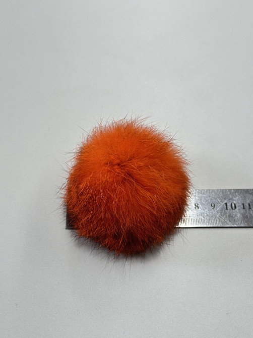 Помпон на шапку з натурального хутра кролика 7-8 см Помаранчевий Харків - фото 2